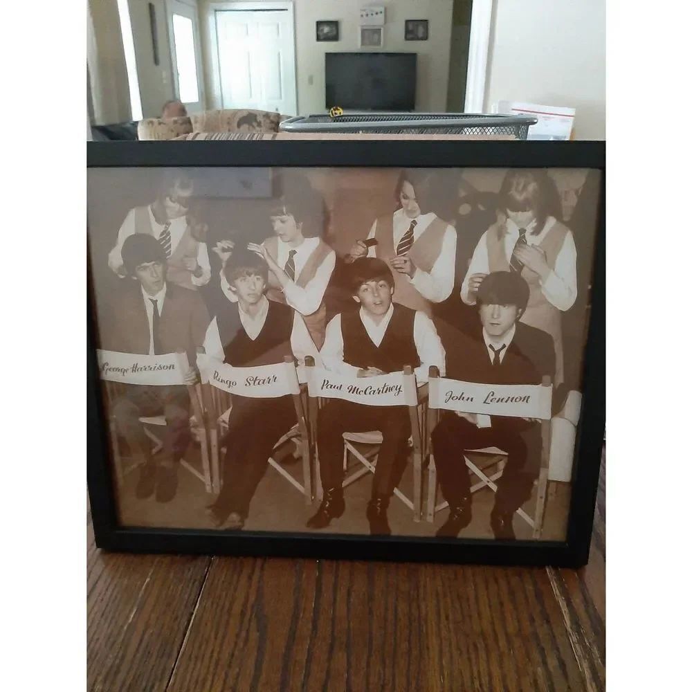 11x14 The Beatles Framed Picture Sepia Toning Wall Decor Rock N Roll Decoration
